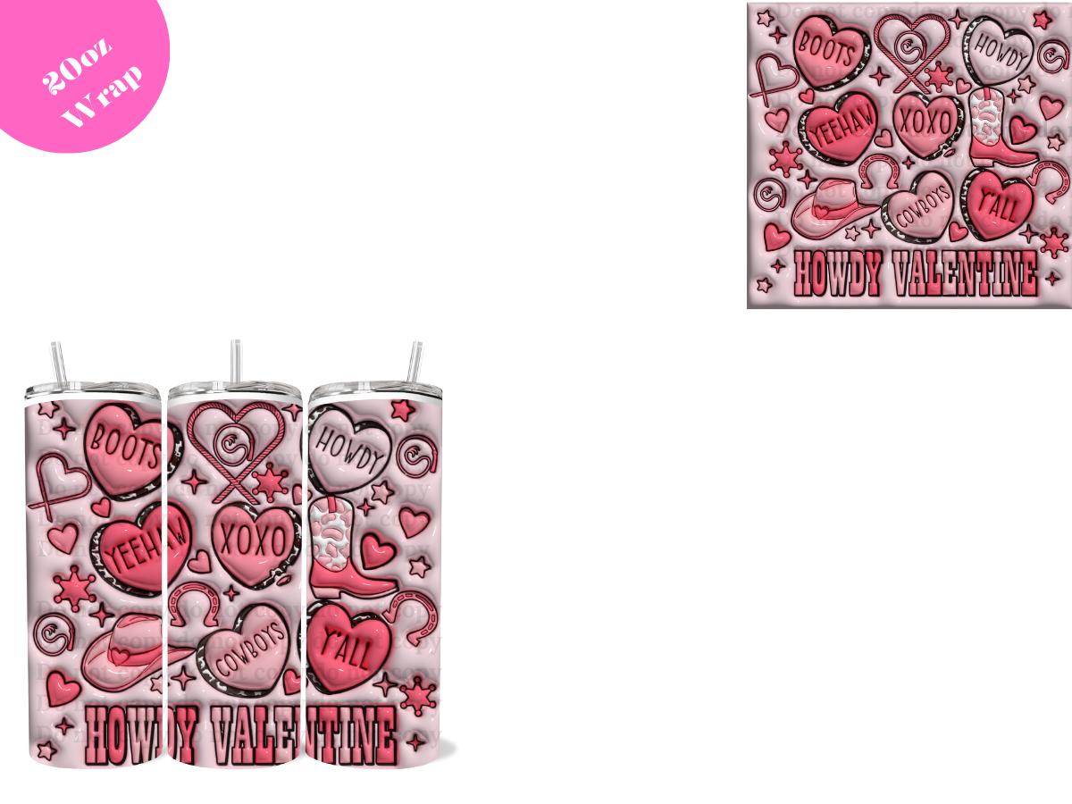 Howdy Valentine *20oz Sublimation Wrap*