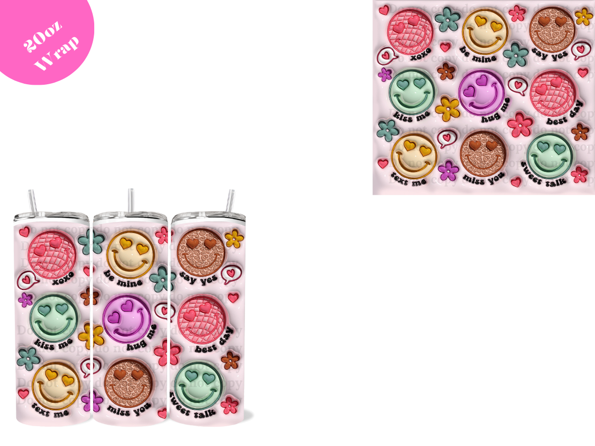 Happy Face Valentine's *20oz Sublimation Wrap*