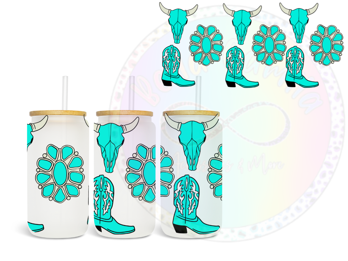 Blue Boots Rodeo UV DTF Wrap