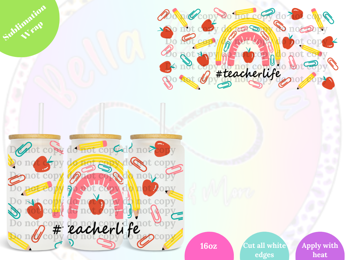 Teacher Life Paper Clips 16oz Sublimation
