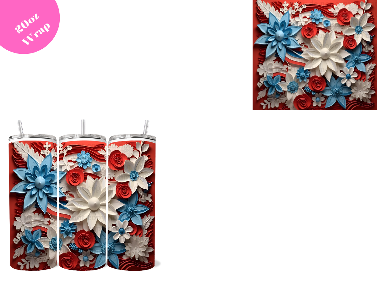 Patriotic Flowers #2 *20oz Sublimation Wrap*