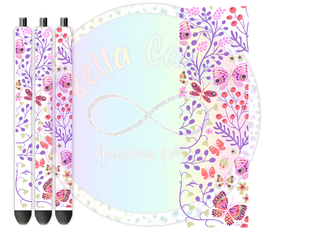 Pink and Purple Butterflies UV DTF Pen Wrap