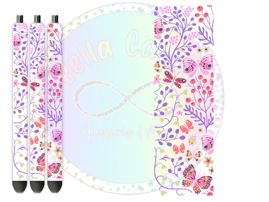 Pink and Purple Butterflies UV DTF Pen Wrap