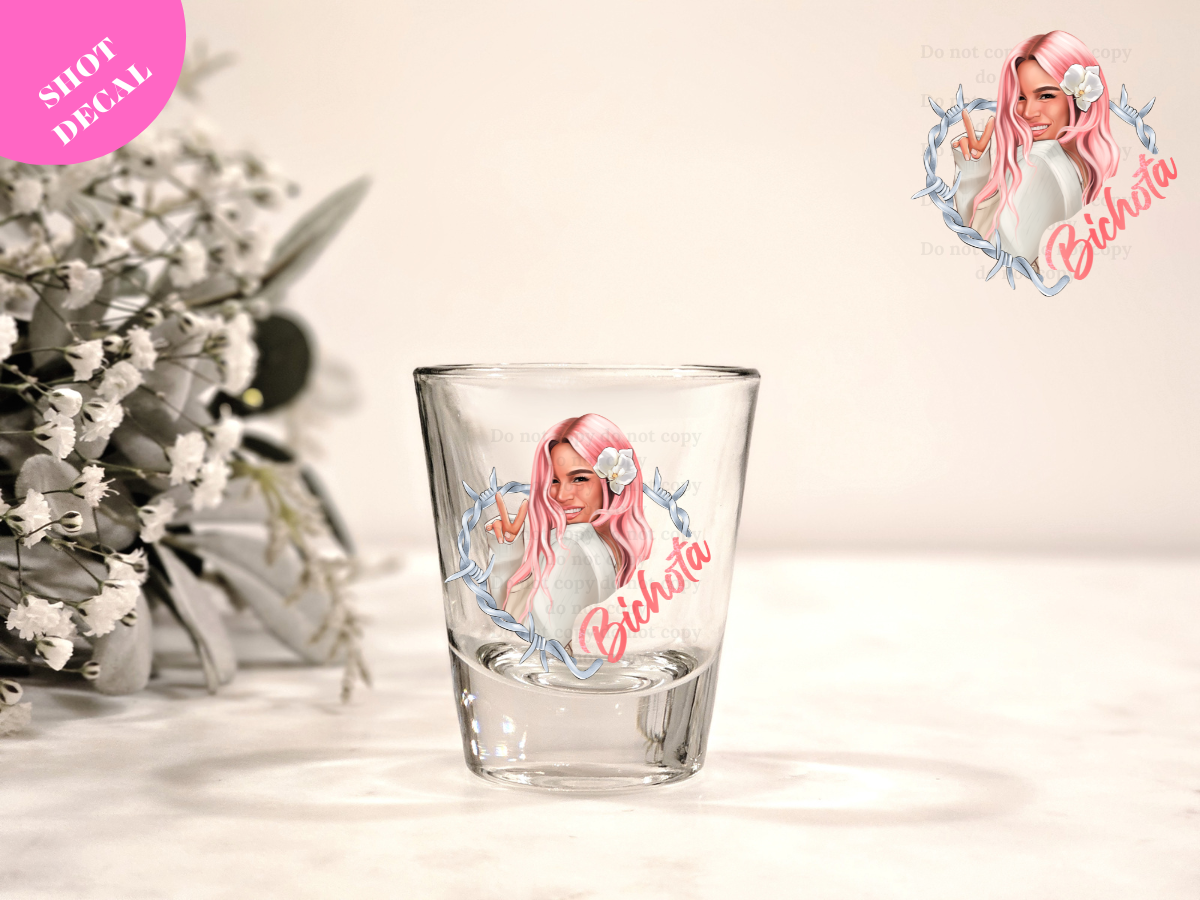 Bichota Corazon UV DTF Shot Decal