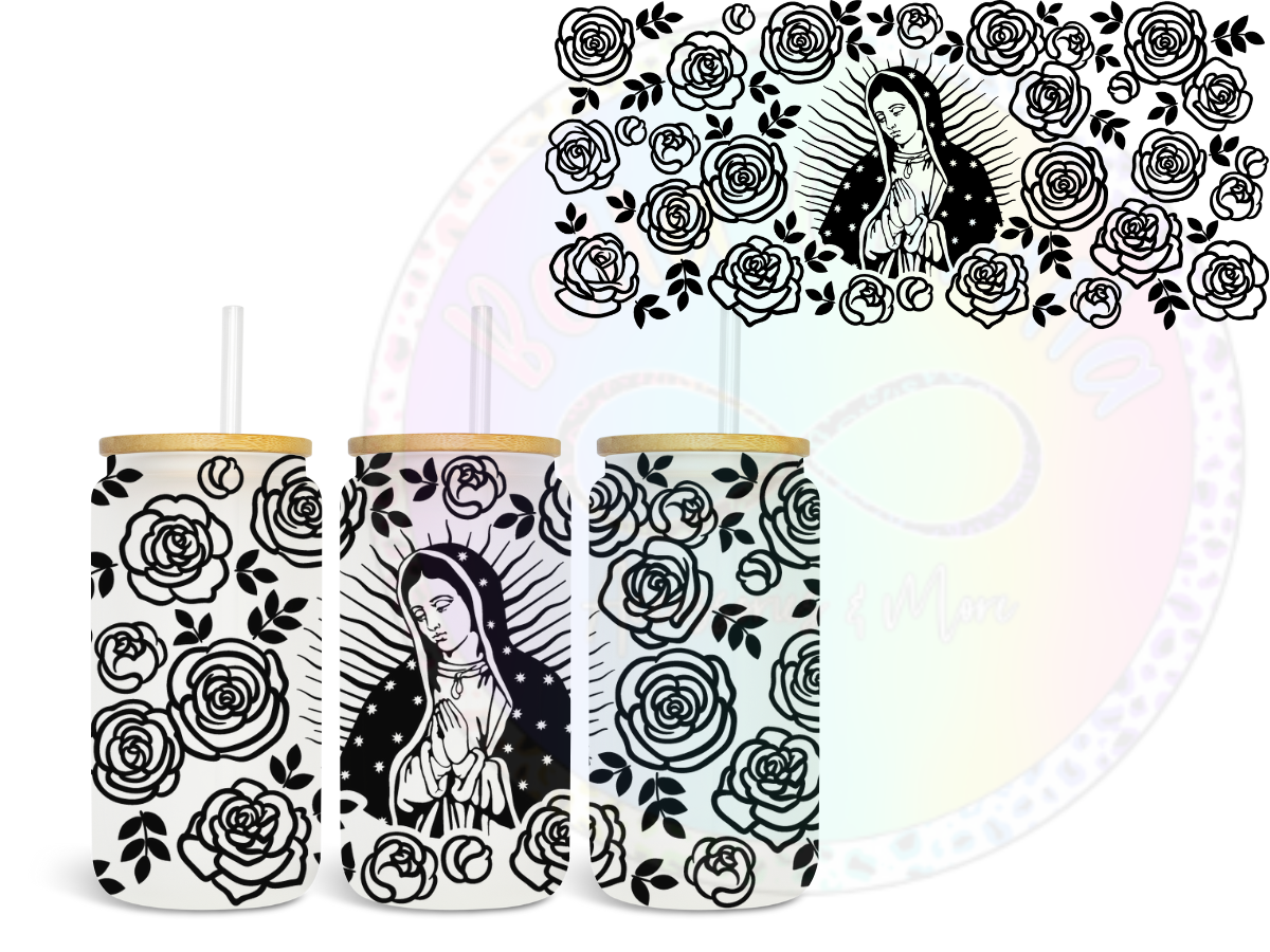 Virgen de Guadalupe Black - UV DTF Cup Wrap
