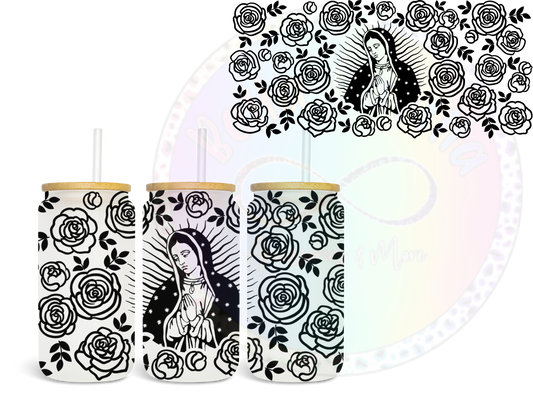 Virgen de Guadalupe Black - UV DTF Cup Wrap