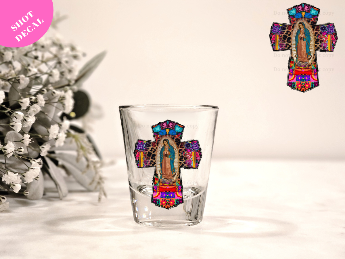 Virgen Cross UV DTF Shot Decal