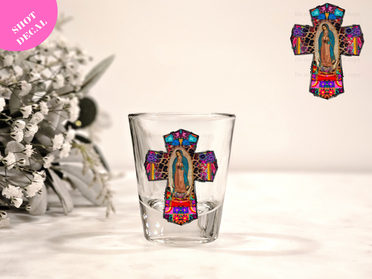 Virgen Cross UV DTF Shot Decal