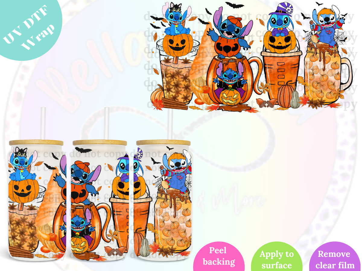 Blue Coffee Halloween # 1 UV DTF Wrap