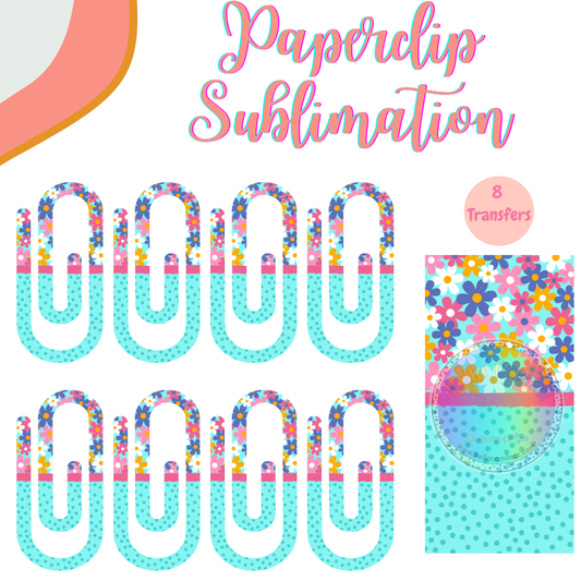 Turquoise Floral Paperclip **Sublimation Transfer**
