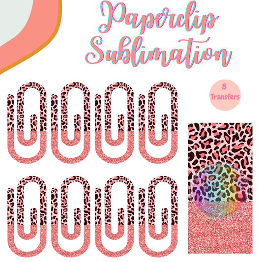 Pink Leopard Paperclip **Sublimation Transfer**
