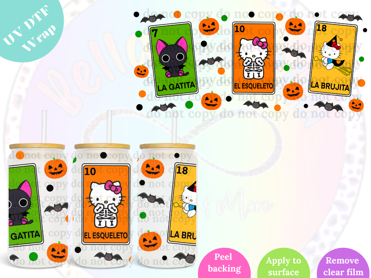 Kitty Halloween Loteria UV DTF Wrap