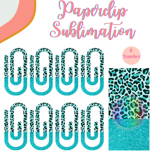 Blue Leopard Paperclip **Sublimation Transfer**