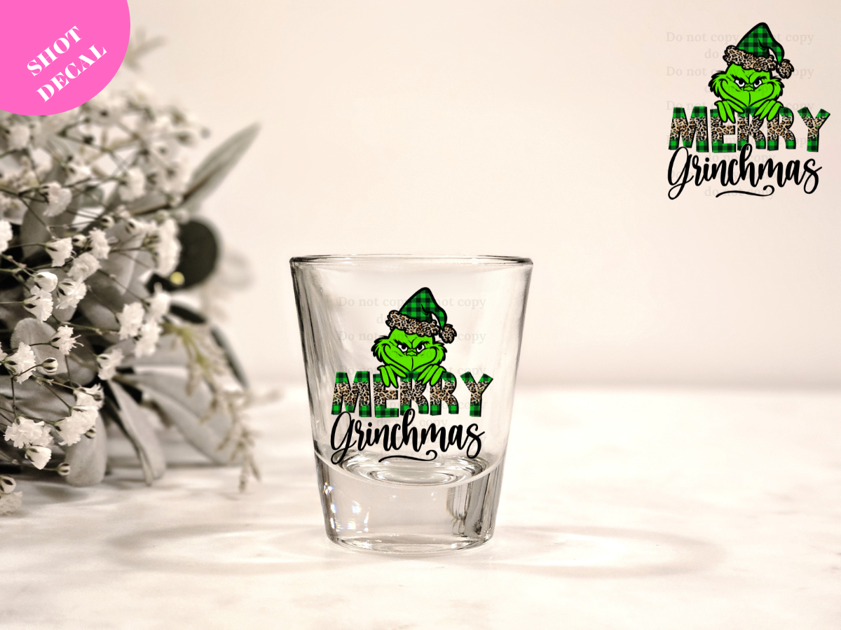 Merry Grinchmas UV DTF Shot Decal