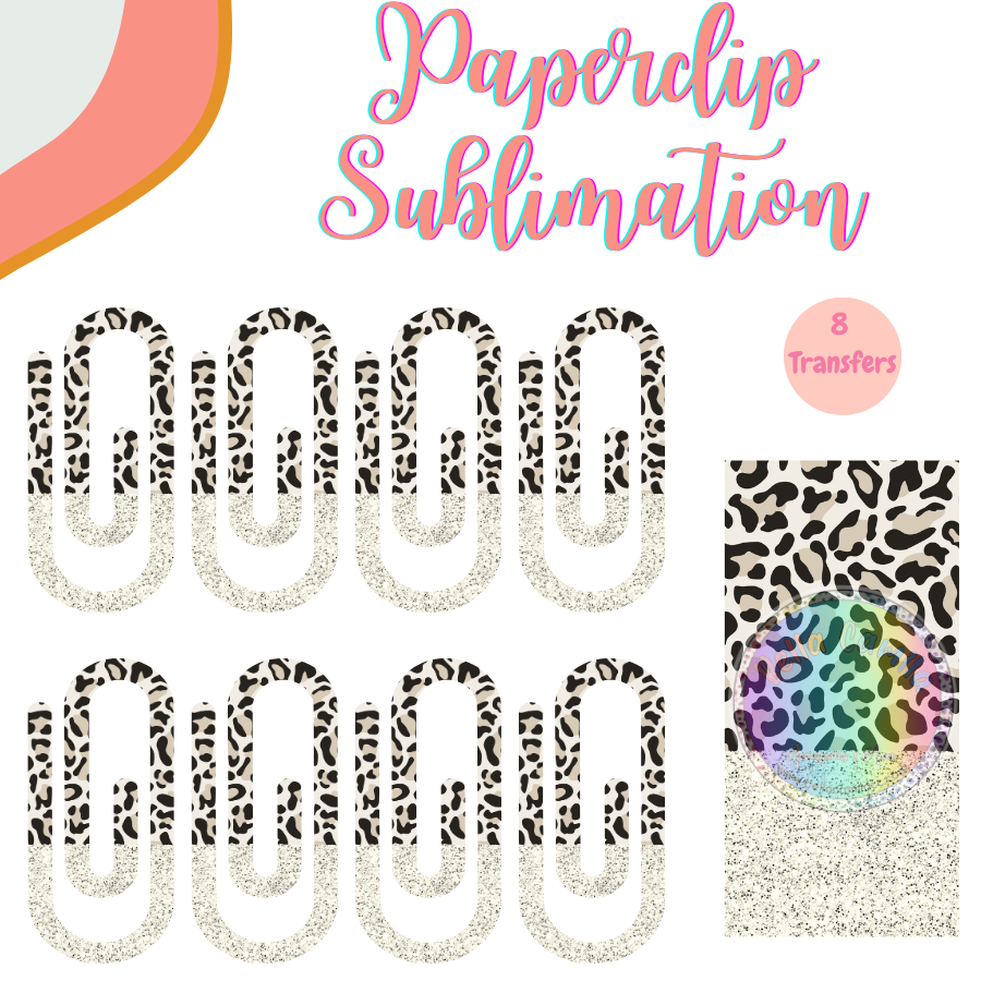 White Leopard Paperclip **Sublimation Transfer**