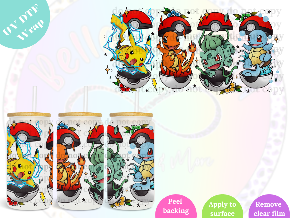 4 Poke Balls UV DTF Wrap