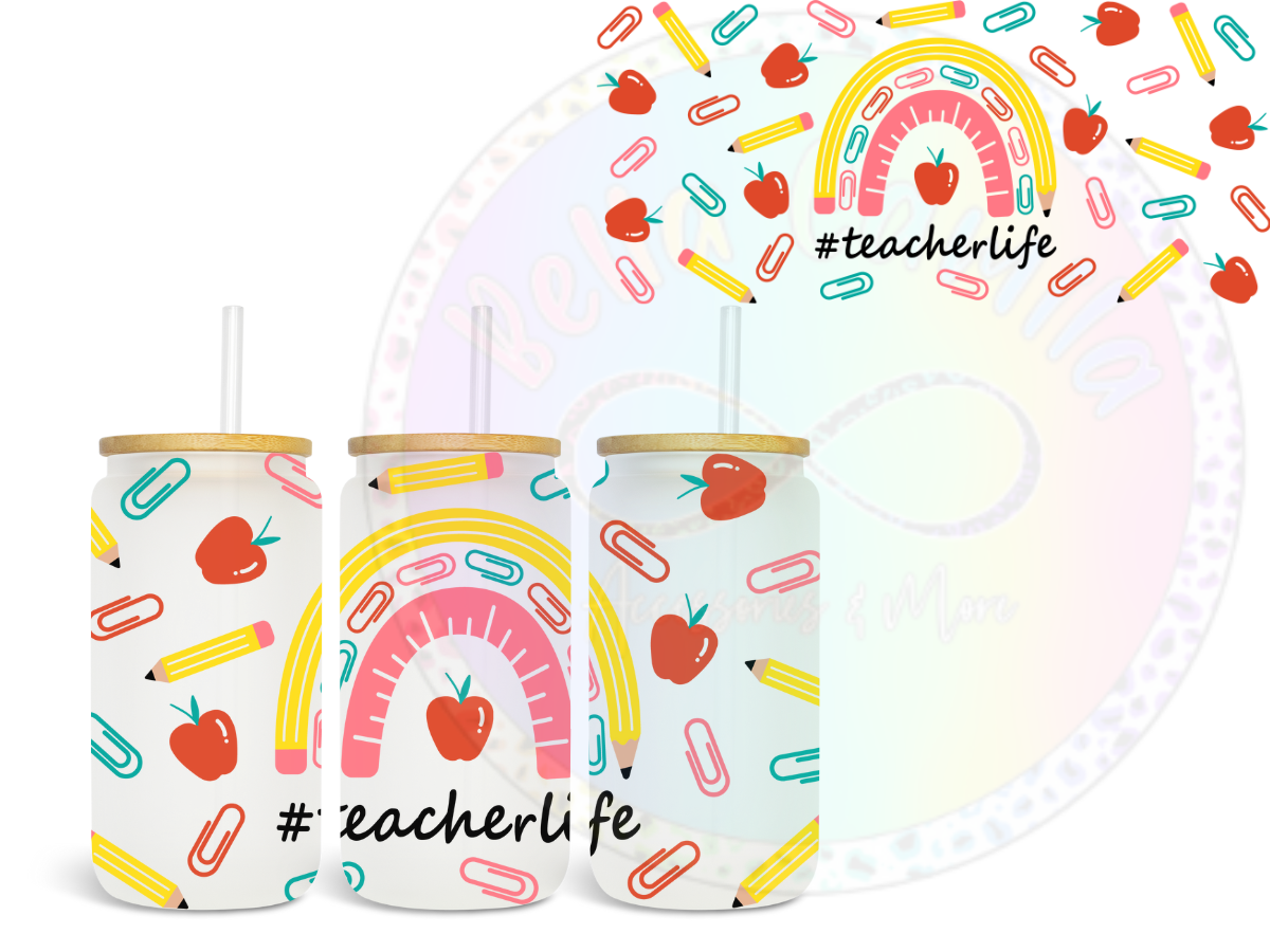 Teacher Life Paper Clips UV DTF Cup Wrap