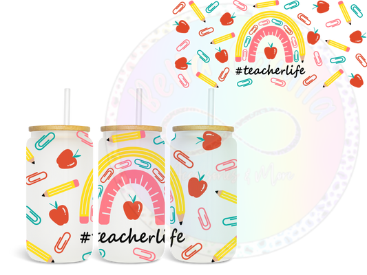 Teacher Life Paper Clips UV DTF Cup Wrap