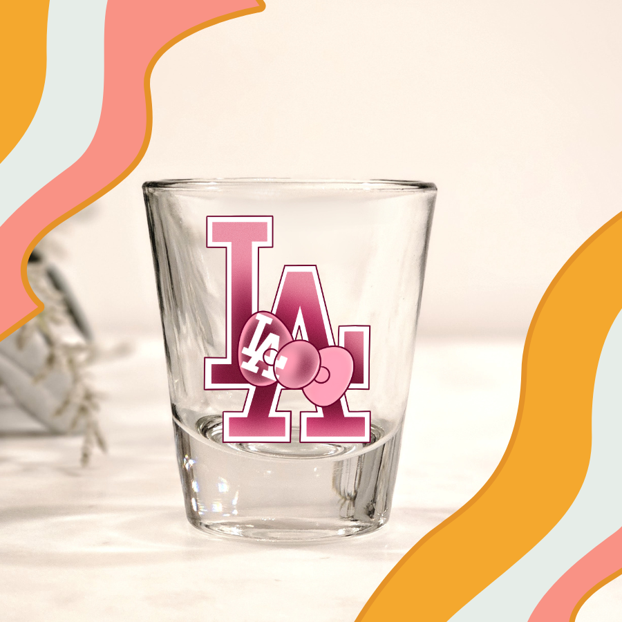 LA Bow Pink UV DTF Shot Decal