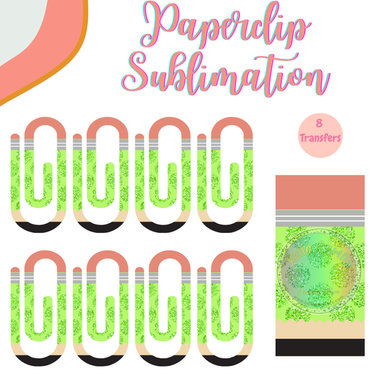 Pencil Green Dots Paperclip **Sublimation Transfer**