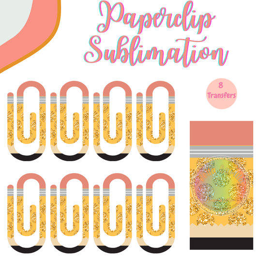 Pencil Yellow Dots Paperclip **Sublimation Transfer**