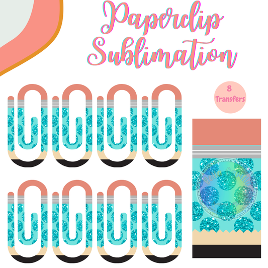 Pencil Turquoise Dots Paperclip **Sublimation Transfer**