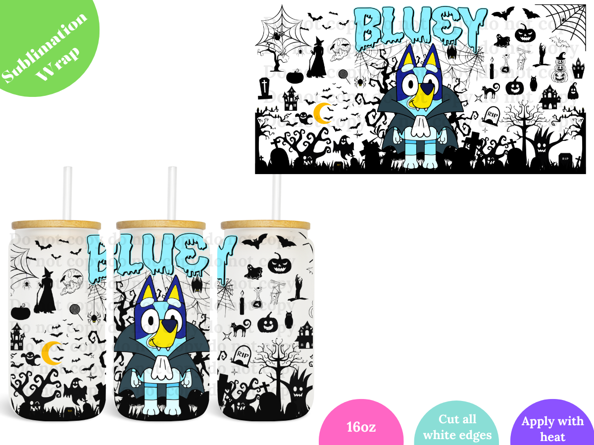 Blu-E Halloween 16oz **Sublimation Wrap**