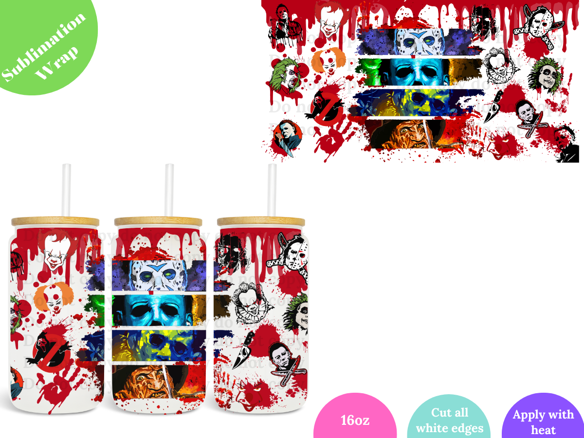 Halloween Friends Drip 16oz **Sublimation Wrap**