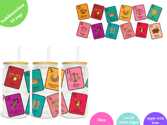 Horoscope Loteria 16oz **Sublimation Wrap**