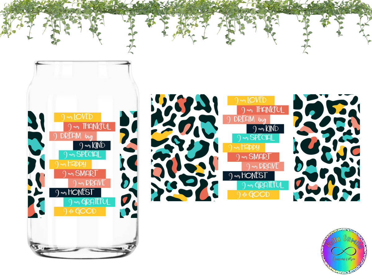 Positive Affirmations Leopard - UV DTF Cup Wrap