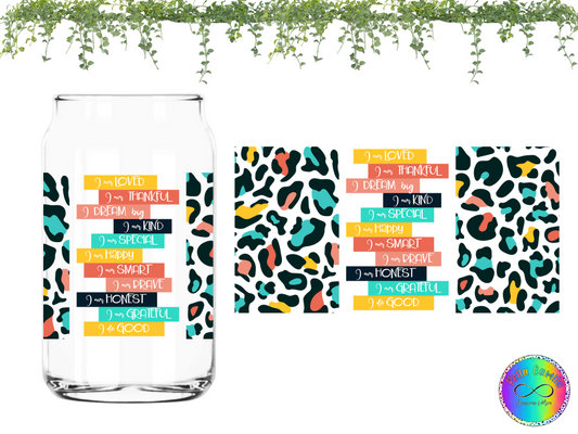 Positive Affirmations Leopard - UV DTF Cup Wrap