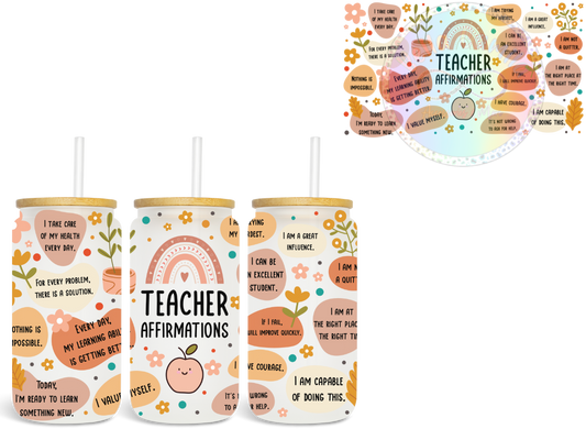 Teacher Affirmations UV DTF Cup Wrap