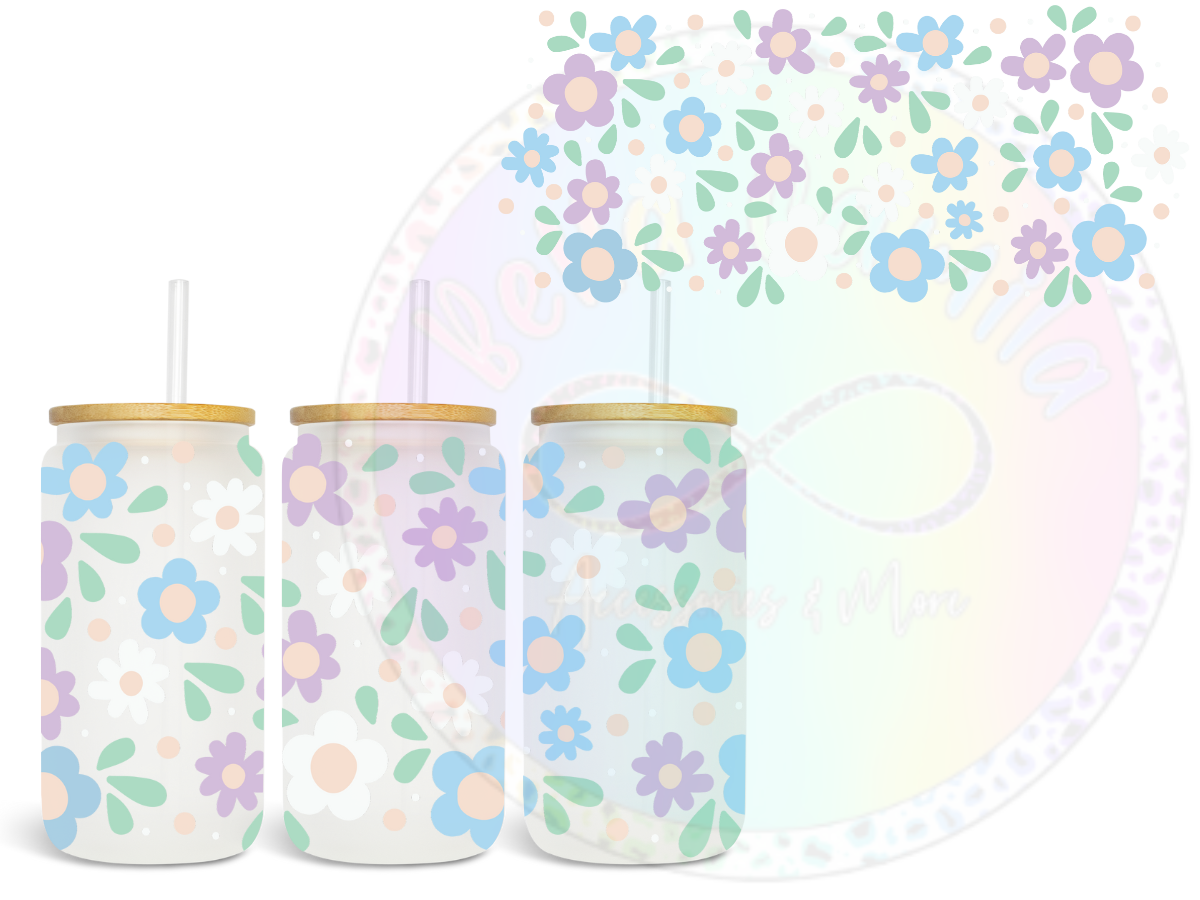 Blue & Purple Flowers UV DTF Wrap