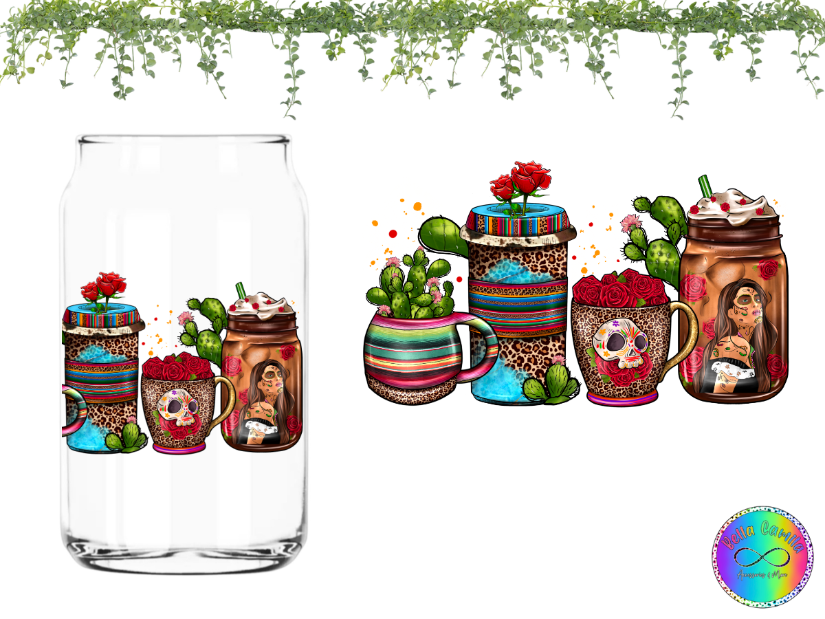 Calavera Mexicana - UV DTF Cup Wrap