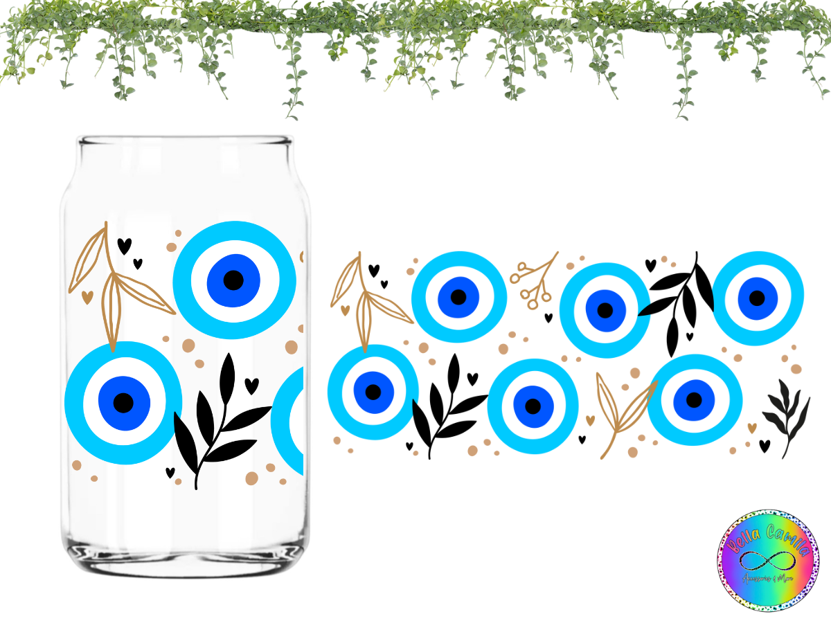 Evil Eye with Leaves - UV DTF Cup Wrap – Bella Camila Accessories & More
