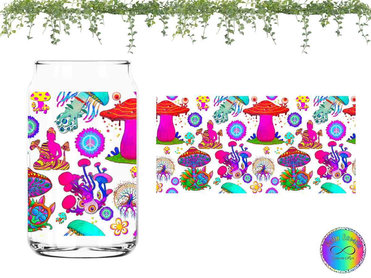 Neon Mushrooms - UV DTF Cup Wrap