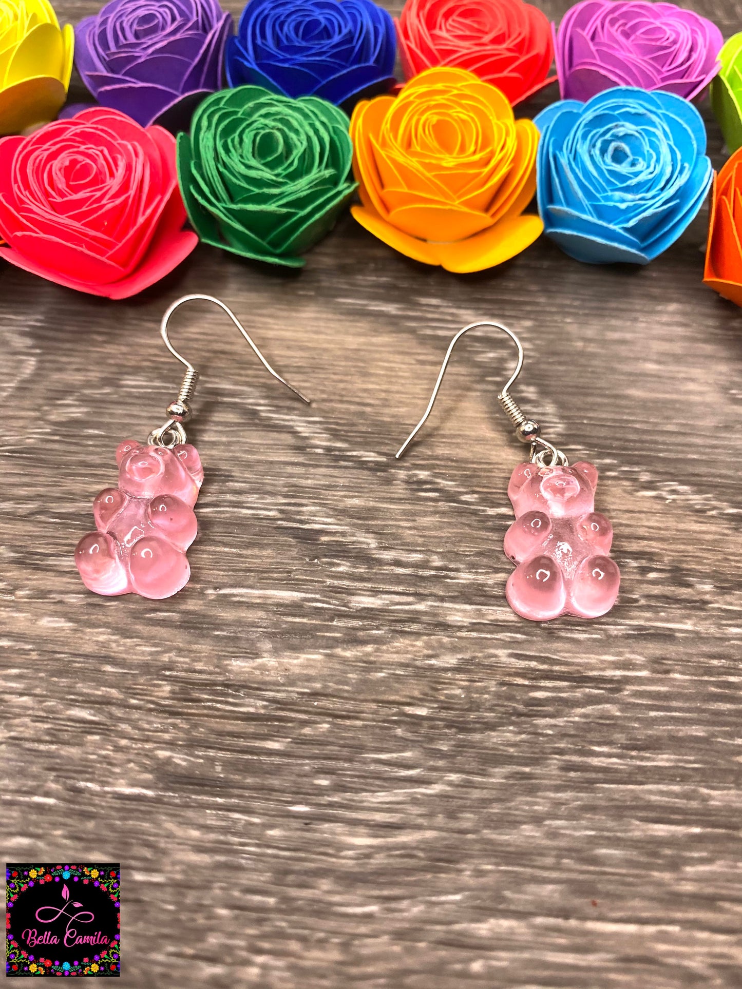 Pink Gummy Bear Resin Earrings