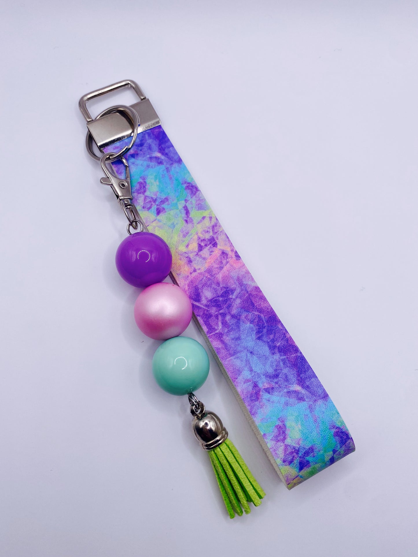 Rainbow Abstract Faux Leather Wristlet
