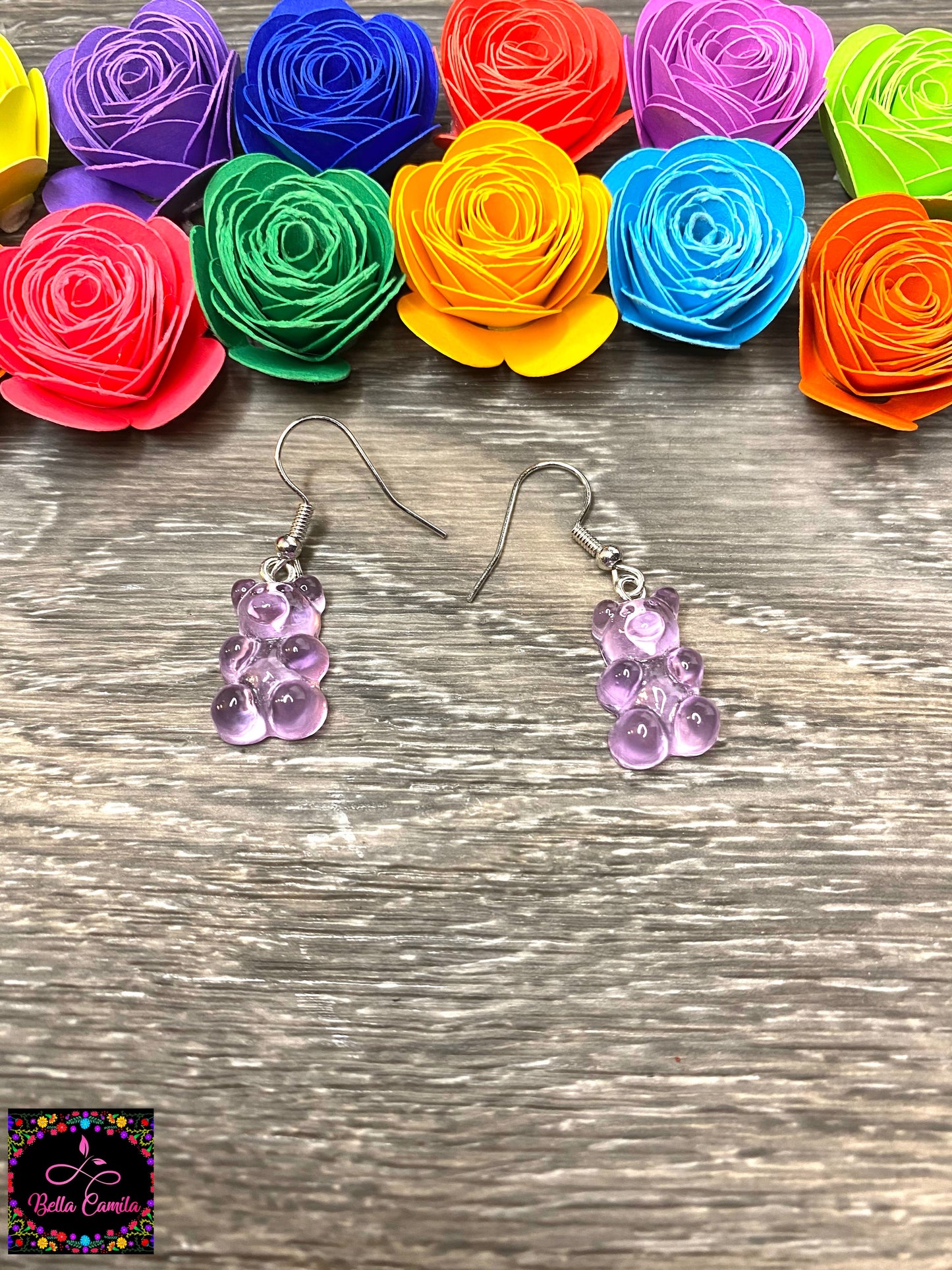 Purple Gummy Bear Resin Earrings