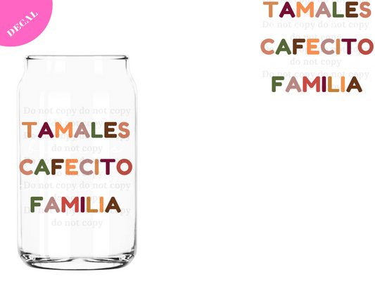 Tamales, Cafecito, Familia UV DTF New Decal
