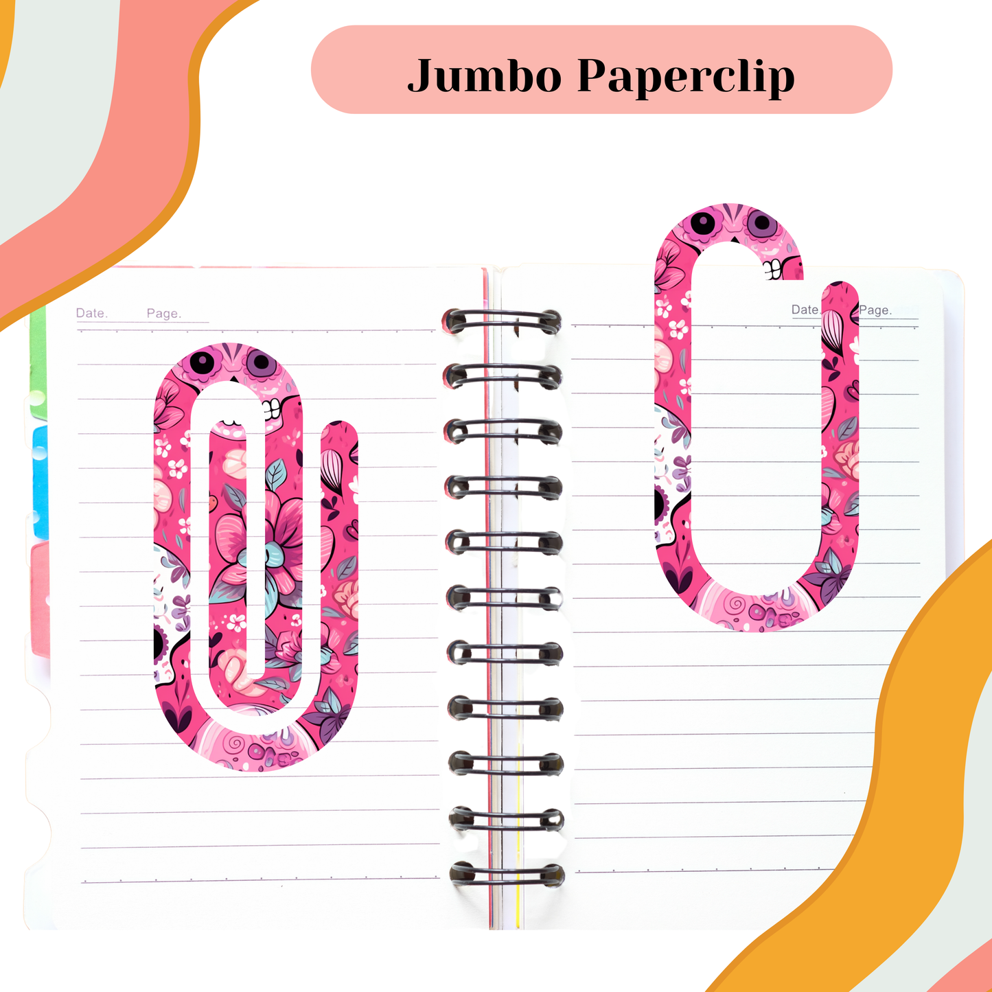 Pink Skulls Jumbo Paperclip