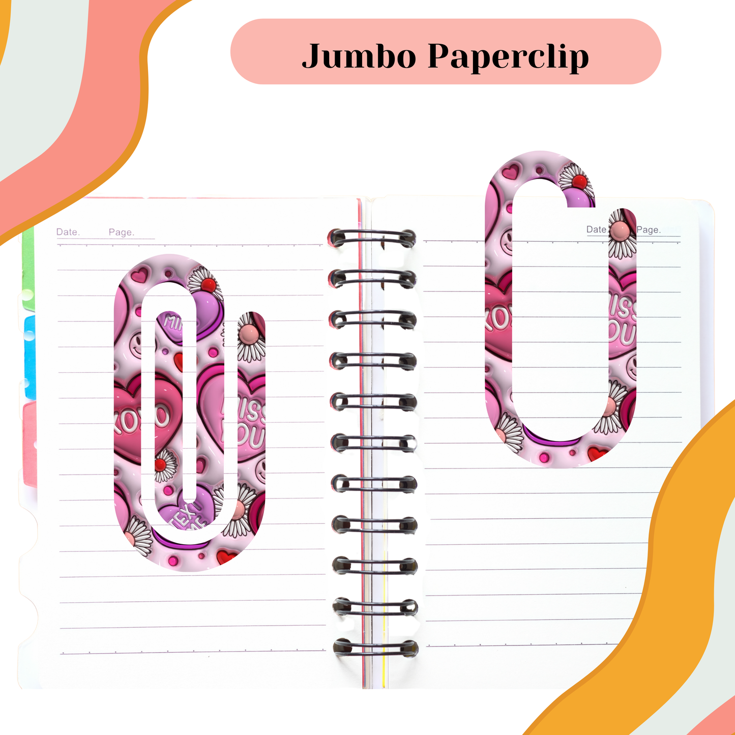 Pink Conversation Flowers Jumbo Paperclip