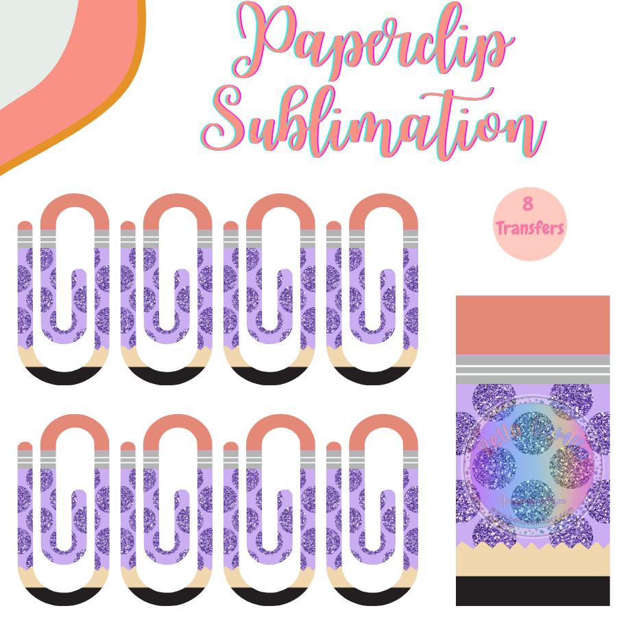 Pencil Purple Dots Paperclip **Sublimation Transfer**