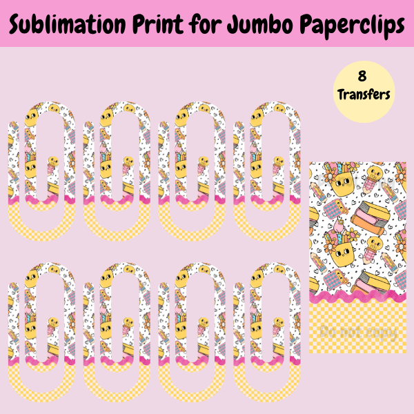 Yellow Cute Faces Jumbo Paperclip **Sublimation Transfer**