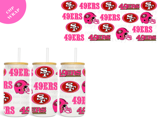 Pink 49ers UV DTF Cup Wrap