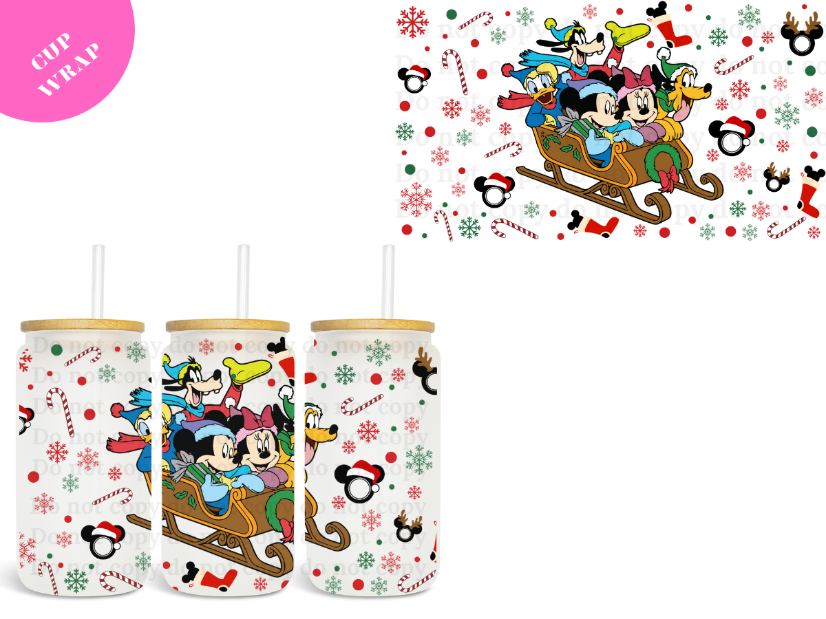 Ears Xmas Snowride 16oz **Sublimation Wrap**