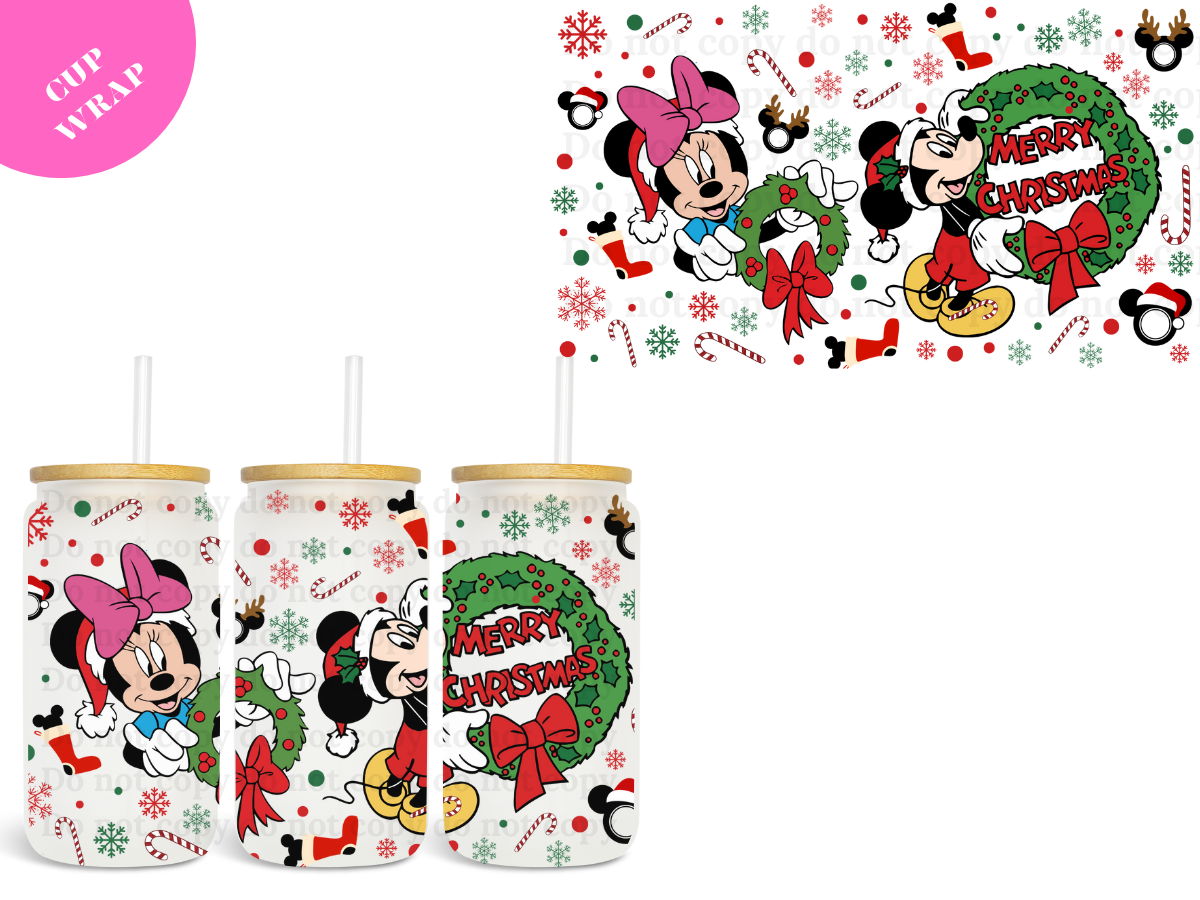 Ears Xmas Wreath 16oz **Sublimation Wrap**