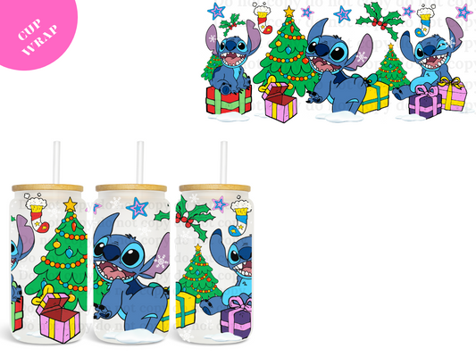 Blue Xmas Tree 16oz **Sublimation Wrap**