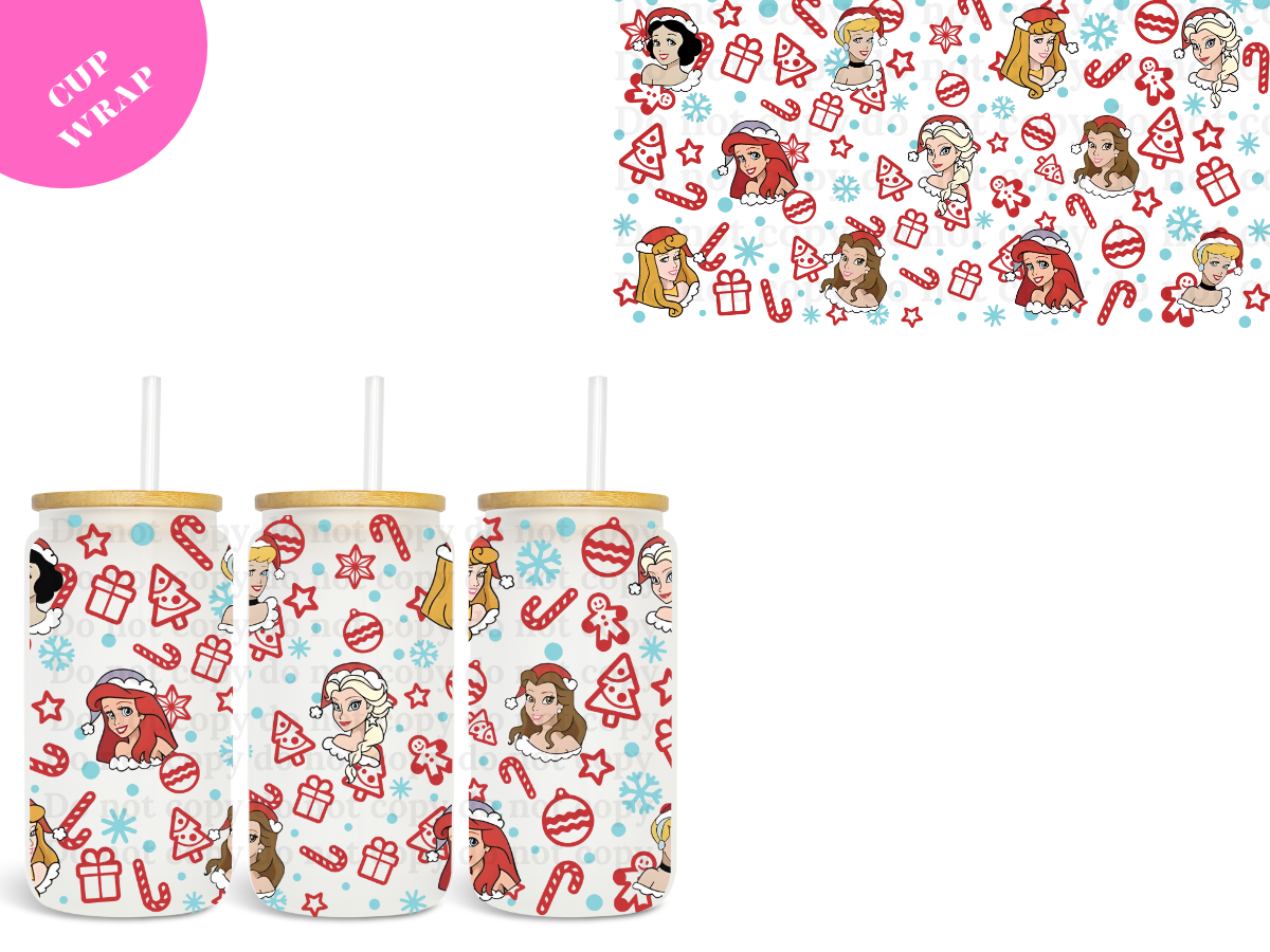 Princess Xmas 16oz **Sublimation Wrap**