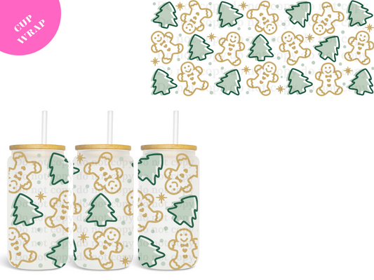 Green Trees Gingerbread UV DTF Wrap